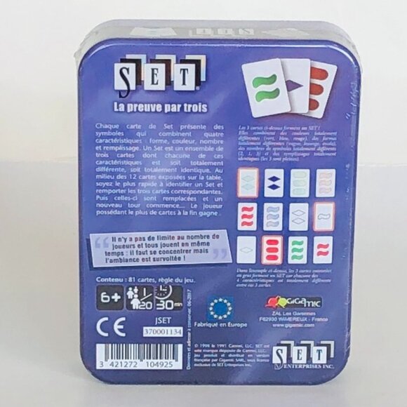 SET- Tin Box Card Game of Observation, Logic and Speed French Version Age 6+ - Picture 7 of 11